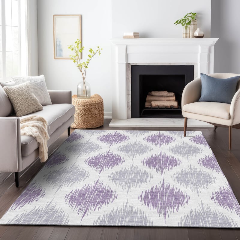 Machine Washable Indoor/ Outdoor Chantille Geo Contemporary Rug