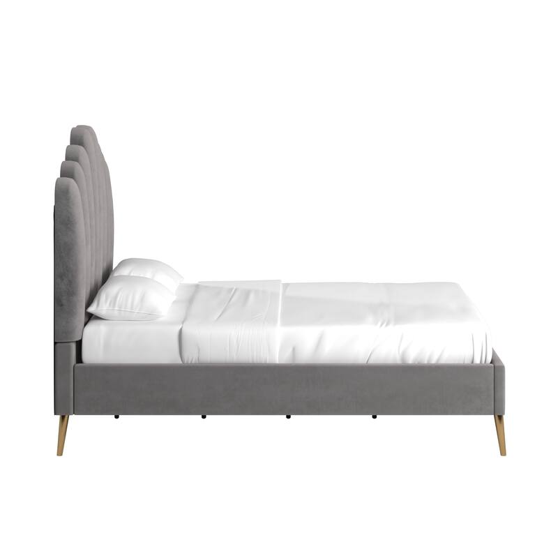 Eggleston Art Deco Velvet Upholstered Platform Bed by iNSPIRE Q Bold
