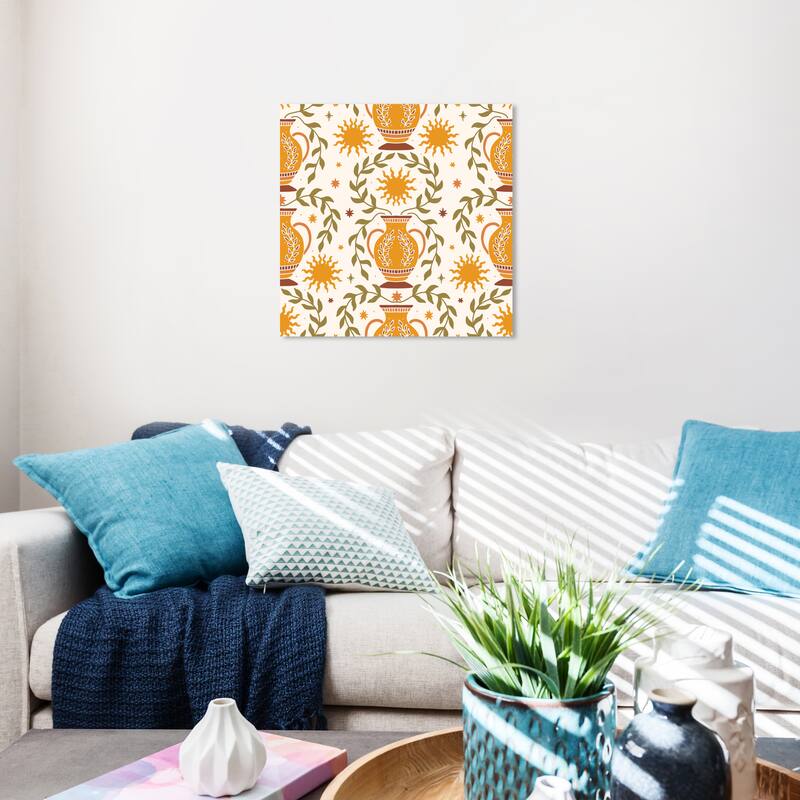 Wynwood Studio Canvas Abstract Decorative Amphora Pattern Gold and Army Green Modern & Contemporary Wall Art Canvas Print