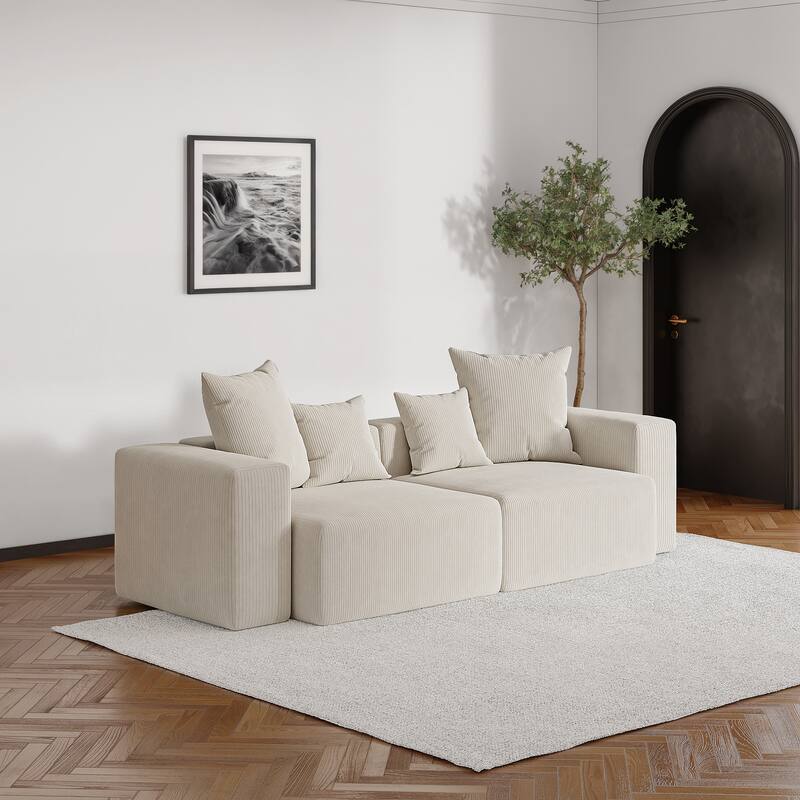 Oversized Corduroy Upholstery Modular Sofa No Assembly