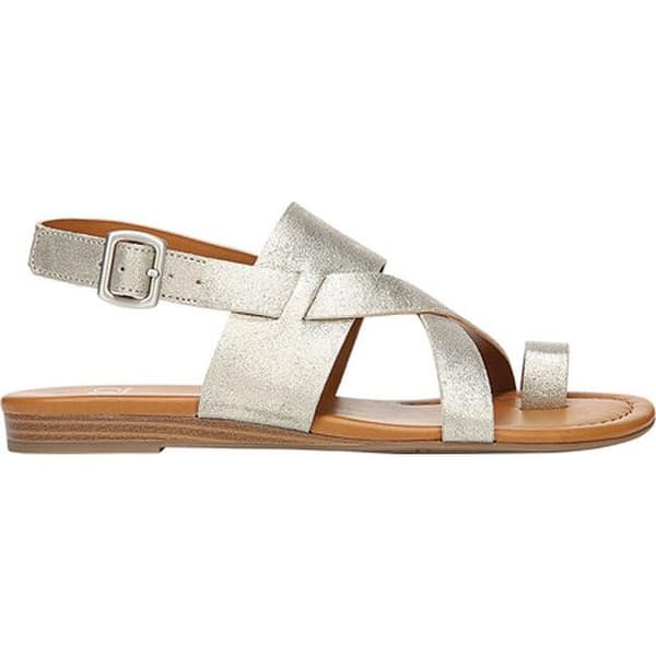 Shop Sarto By Franco Sarto Women S Gia Toe Loop Sandal Platino Metallic Leather Overstock 28086823