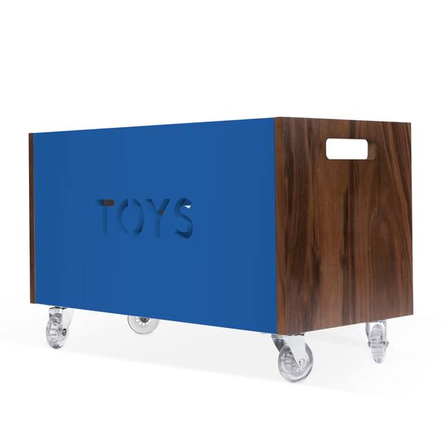 Taylor & Olive Marigold Toy Chest on Casters - Walnut Finish - Pacific Blue