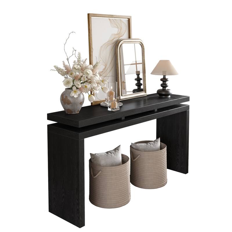 60" Antique Retro Wooden Entryway Console Table with Double Board