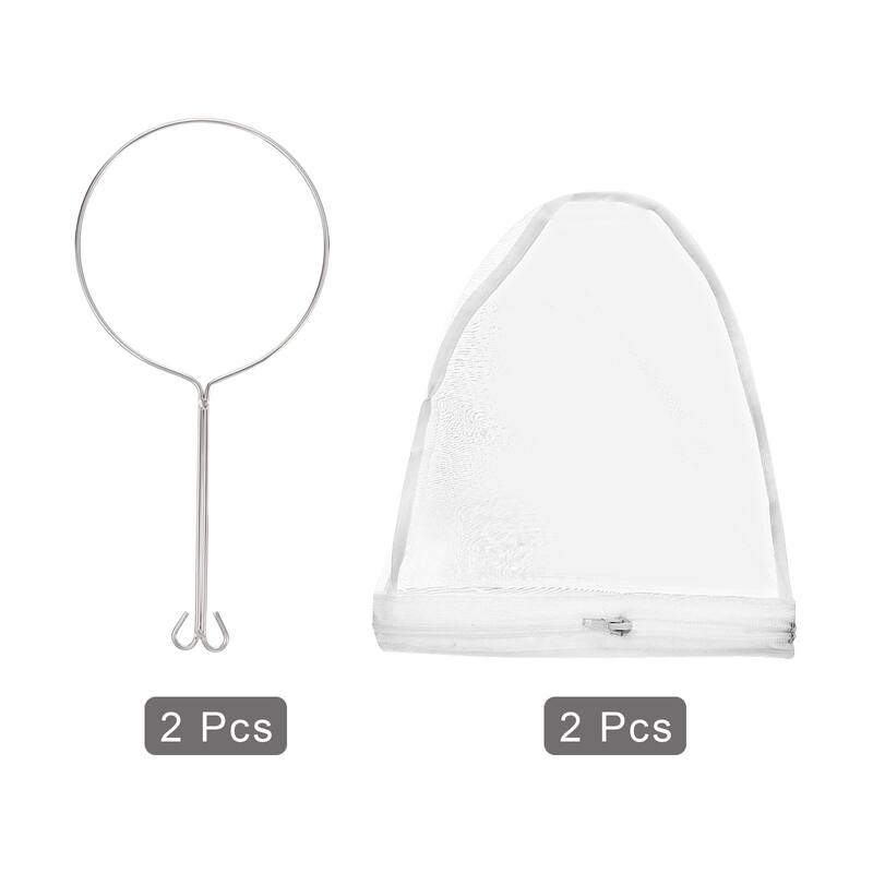 Mesh Strainer Bag, 2pcs Nylon Filter Bag w Handle, Small Nut Milk Bag - White