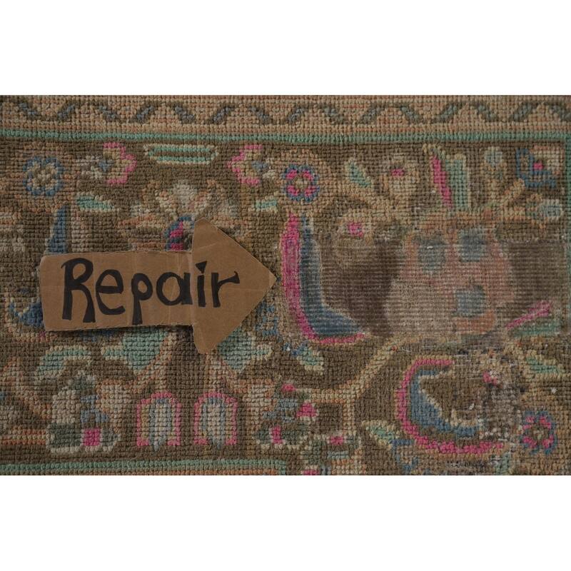 Hand Knotted Oriental 100% Wool Carpet Traditional Floral Oranges & Rust Mashad Area Rug - 12' 5'' X 9' 9''