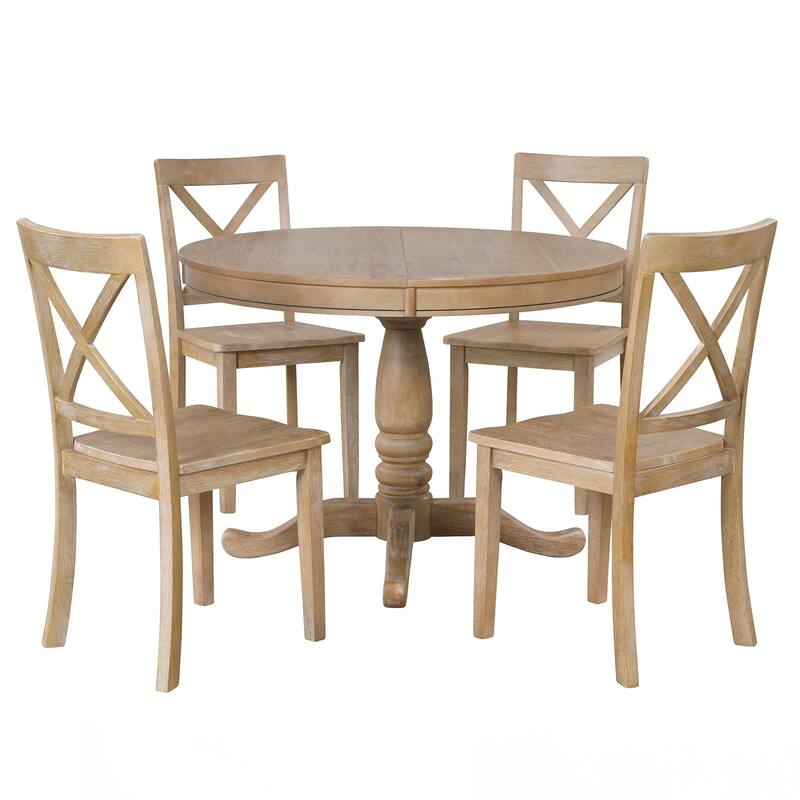 Modern Dining Table Set for 4,Round Table and 4 Kitchen Room Chairs,5 Piece Kitchen Table Set for Dining Room,Dinette