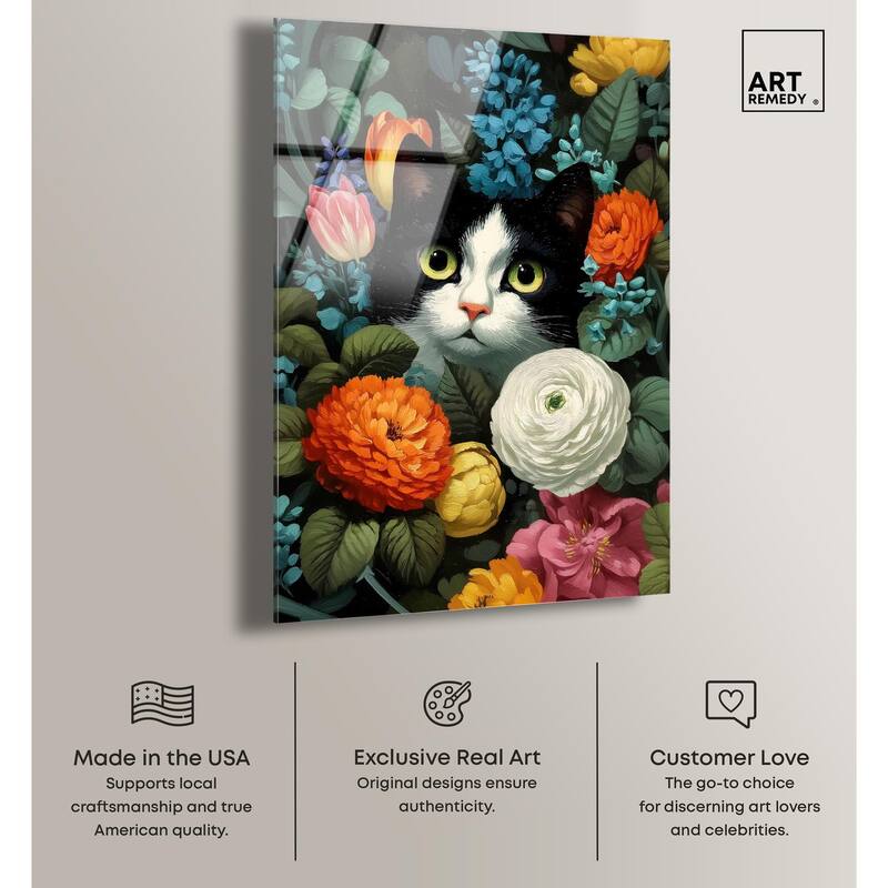 Secret Garden Cat Acrylic by Art Remedy, Ready to Hang