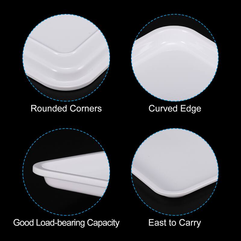 Fast Food Tray, 2 Pack Plastic Serving Tray Reusable Rectangle Tray - White