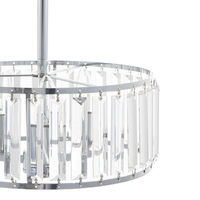 CO-Z 12" Modern 3-Light Crystal Semi Flush Mount Chandelier with Drum Shade