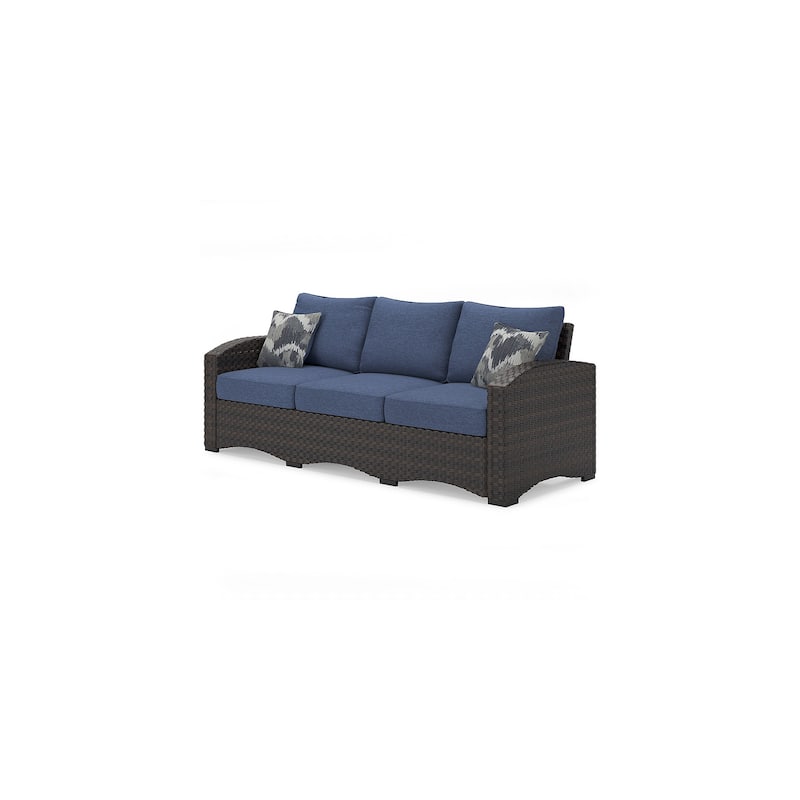 Signature Design by Ashley Windglow Blue/Brown Outdoor Sofa with Cushion - 80.38" W x 31" D x 36" H