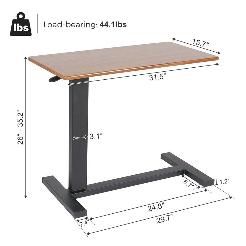 Adjustable C Shape Overbed Bedside Sofa End Table with Hidden Wheels