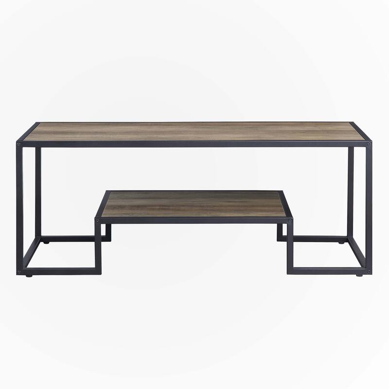 Rustic Oak and Black Finish Coffee Table