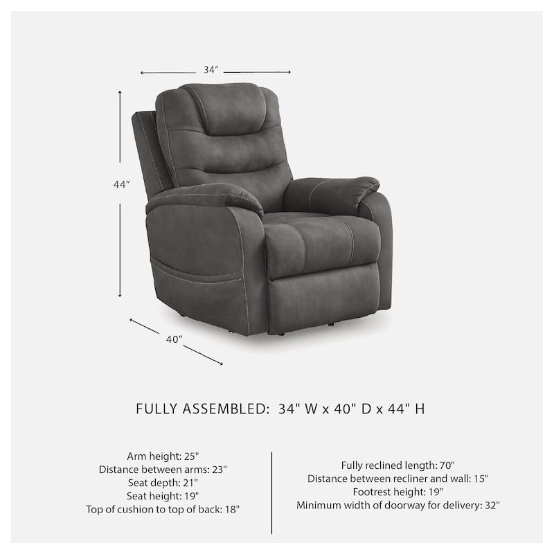 Signature Design by Ashley Snowfield Dark Gray Power Lift Recliner