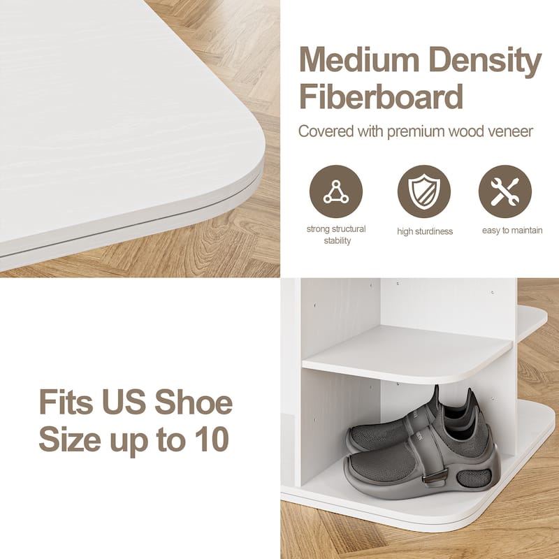 36 Pair Rotating Shoe Rack with Adjustable Shelves - 73.2'' H X 23.6'' W X 23.6'' D
