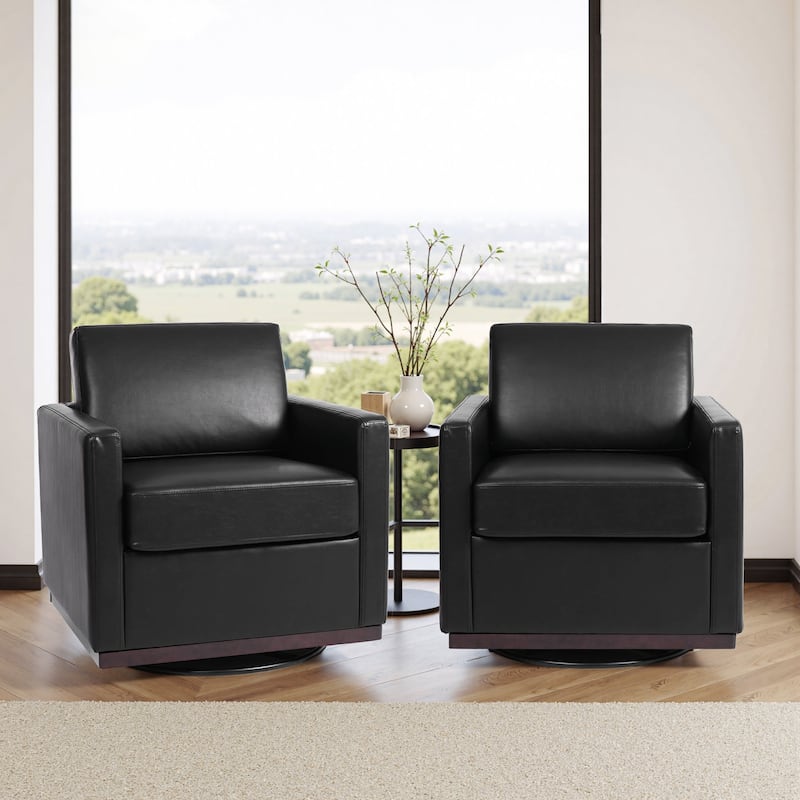 Set of 2 Modern Cozy Swivel Accent Chairs Upholstered Arm Chairs