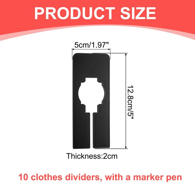 Clothes Dividers 10 Pack Rectangle with Marker Pen - Black