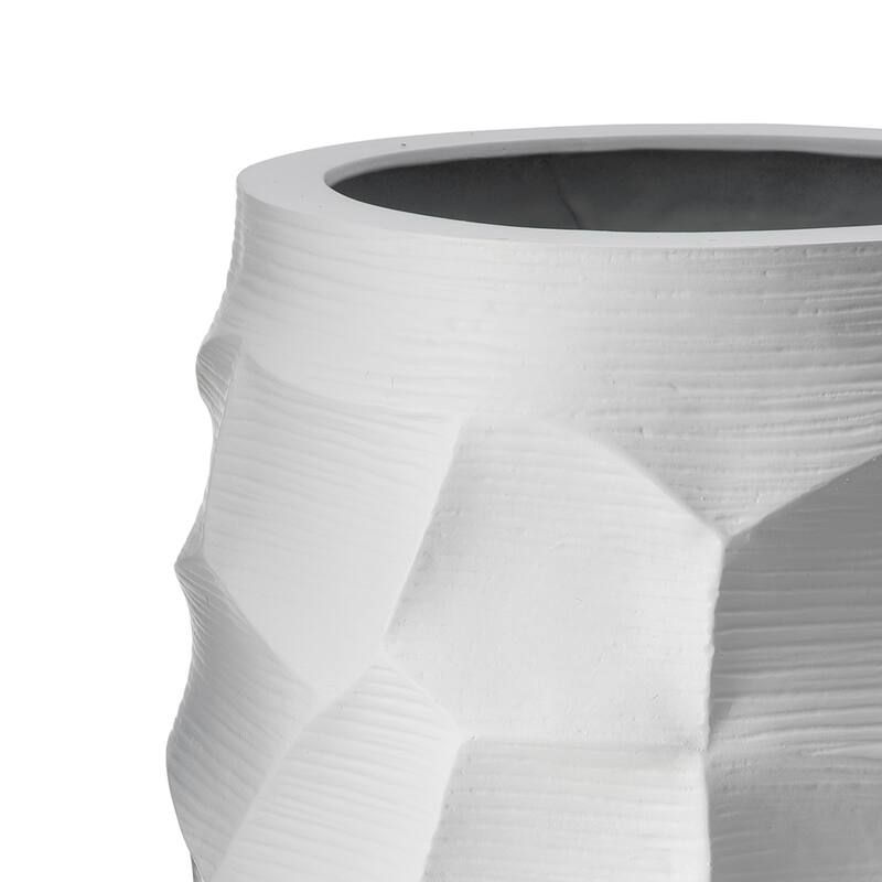 Legan 20 Inch Flower Vase, 3D Abstract Sculptural Art, White Polyresin