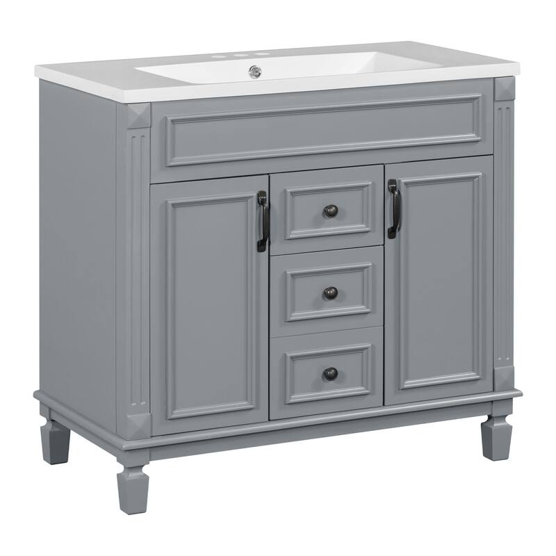 2 Drawers Bathroom Vanity with Top Sink