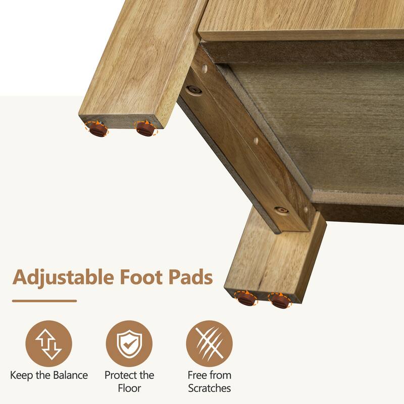 Buffet Cabinet with Storage, 4-Door Retro Wood Sideboard with Distressed Finish and Adjustable Shelves for Dining Room