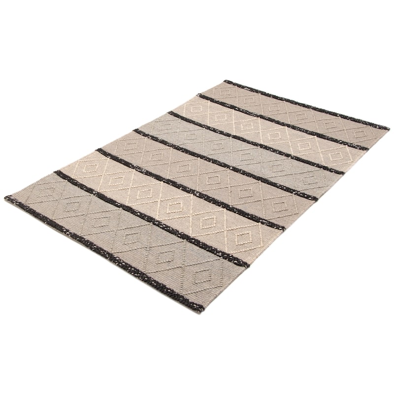 ECARPETGALLERY Braid weave Sienna Khaki Wool Rug - 5'0 x 8'1