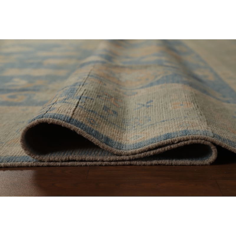 Hand Knotted Oriental 100% Wool Carpet Transitional All-Over Navy Blue & Blues Oushak Area Rug - 10' 0'' X 8' 0''