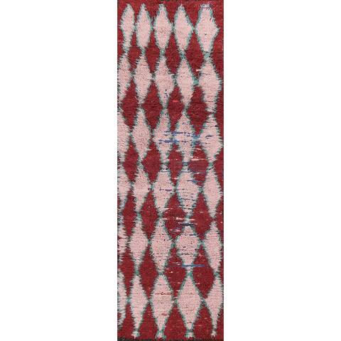 Tribal Moroccan Oriental Staircase Runner Rug Handmade Wool Carpet - 2'3" x 8'8"