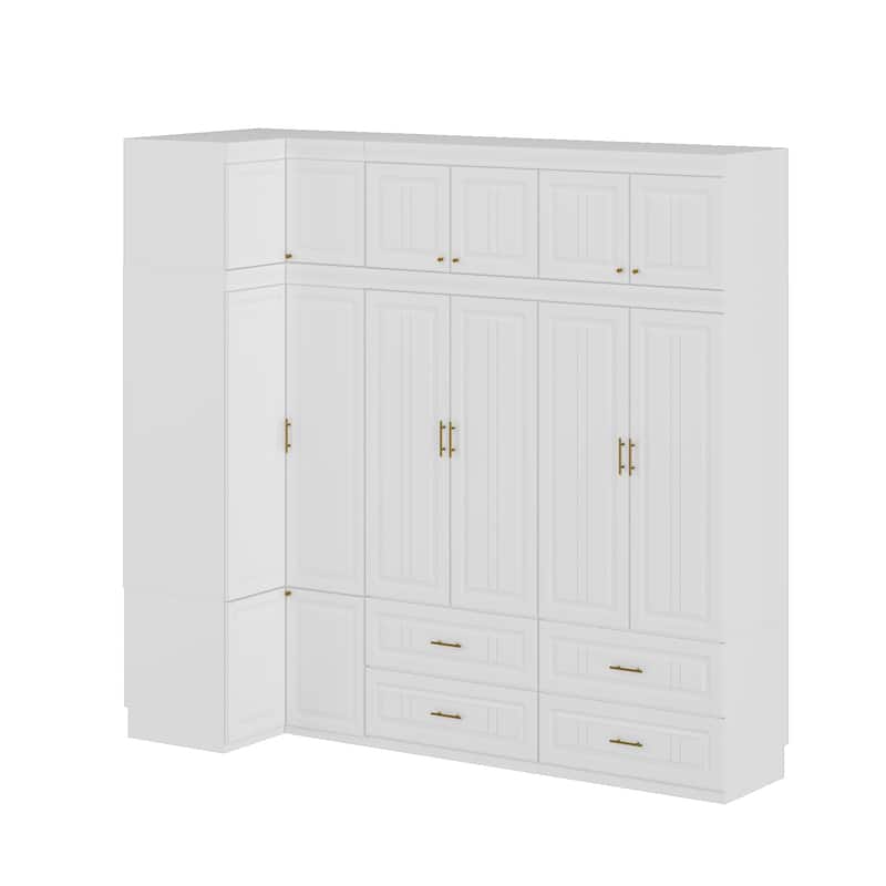 Armoires Wardrobes Shelves Door Bedroom Storage Closet(93.9"/74.2"H)