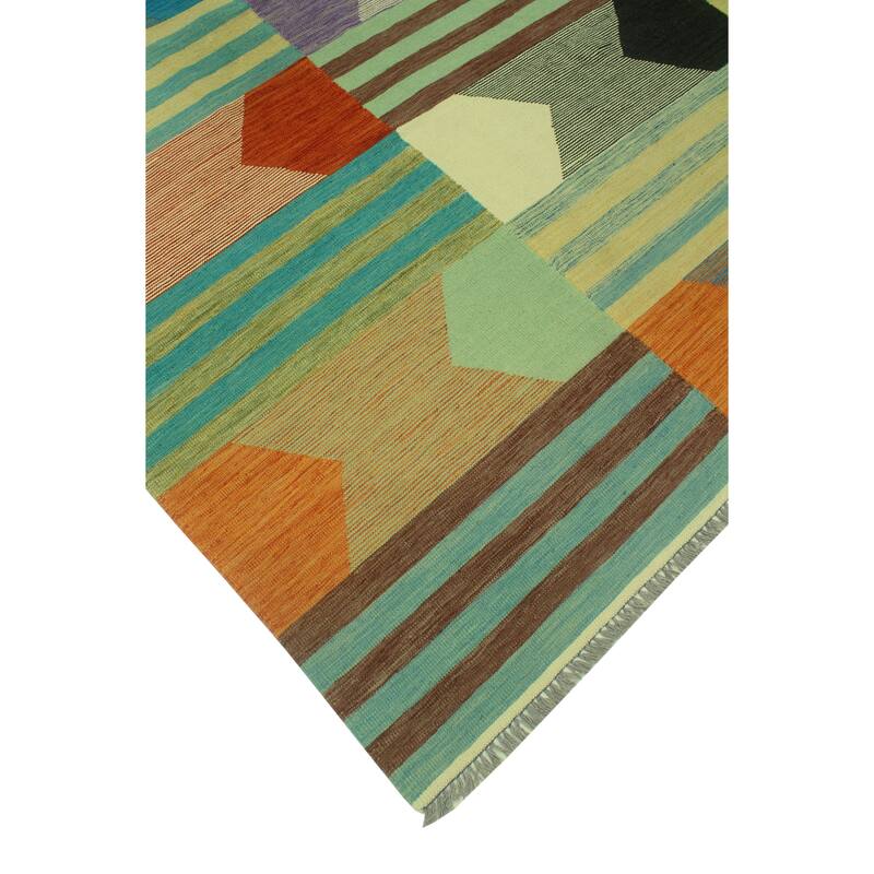 Hand-Woven Winchester Kilim Olaniyan Blue/Ivory Rug - 8'6" x 11'6"