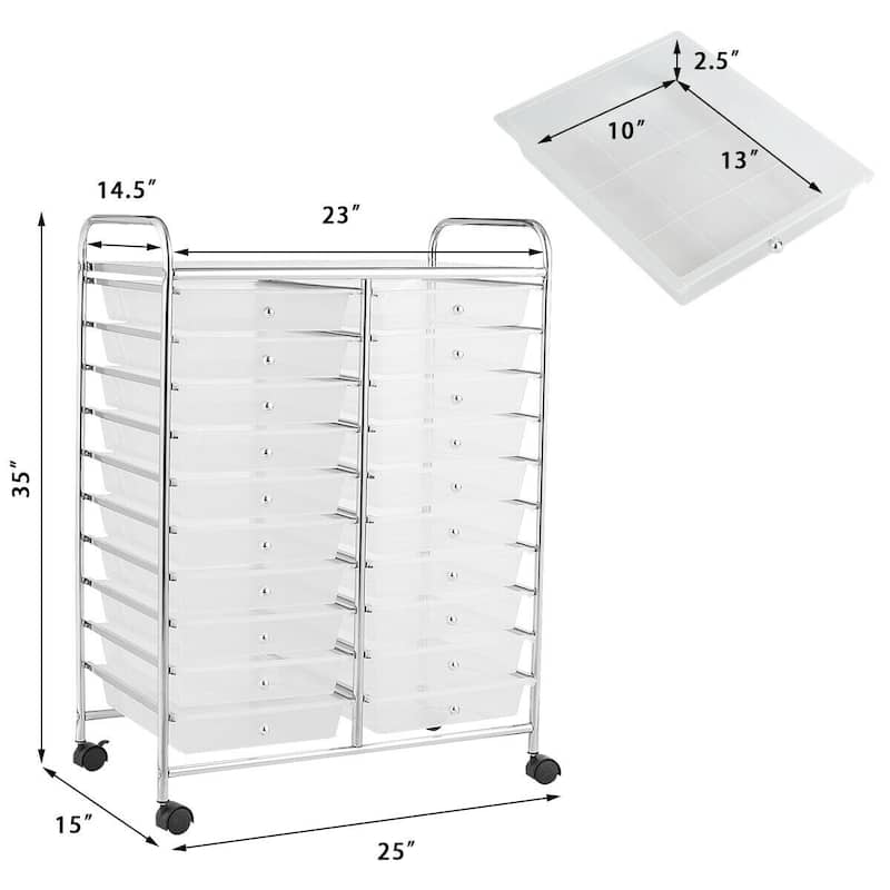 Costway 20 Drawers Rolling Cart Storage Scrapbook Paper Studio - See Details