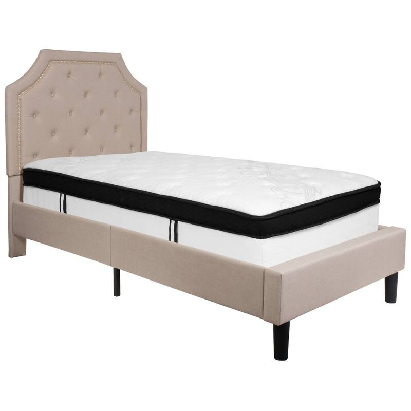 Arched Tufted Platform Bed and Memory Foam Pocket Spring Mattress
