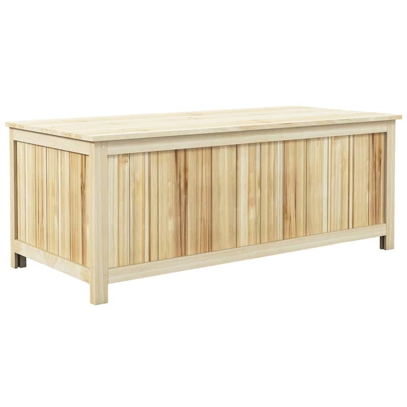 Natural Fir Wood Outdoor Storage Box with 45.5-Gal Capacity - 47.25" L x 21.75" W x 17.75" H - Natural Wood