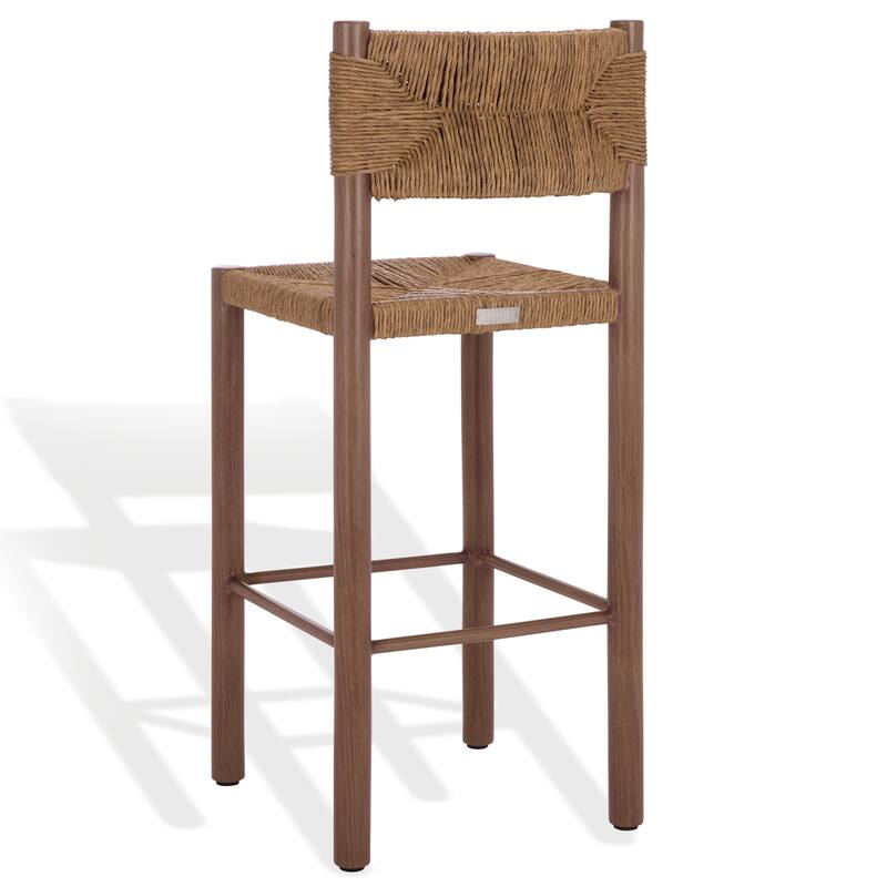 SAFAVIEH Couture Outdoor Patio Furniture Romona 30-inch Barstool, Fully Assembled (Set of 2) - 18"W x 20"D x 43"H