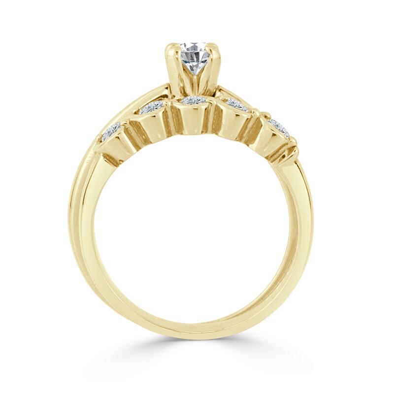 Auriya 14k Gold 2 1/2ct Moissanite and Pave Diamond Engagement Ring 7/8ctw