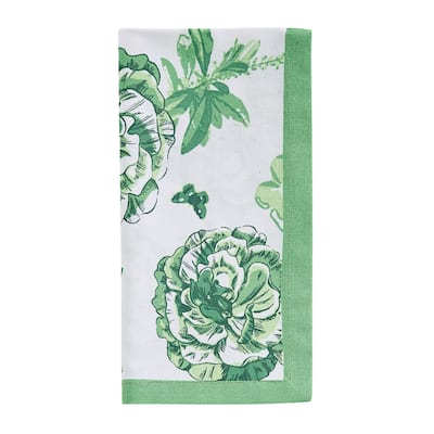 Patricia Heaton Home Green Florals And Flitters Printed Napkin Set of 4 - 18 x 18 x 0.1