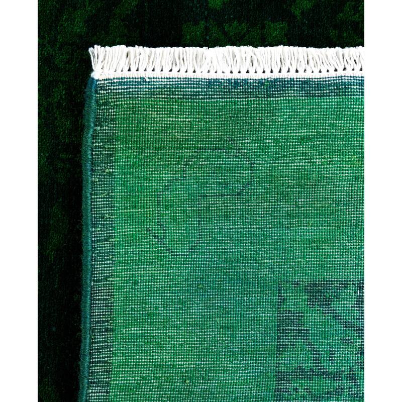 Overdyed One-of-a-Kind Hand-Knotted Area Rug - Green - 4' 1" x 12' 1"