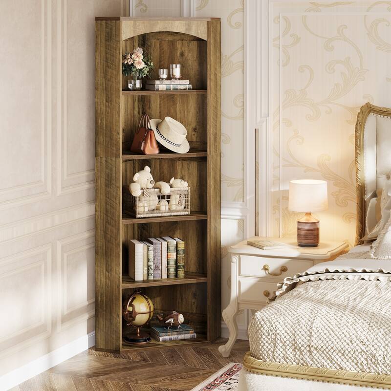 Freestanding Corner Storage Cabinet, 70.9" Tall Corner Bookshelf