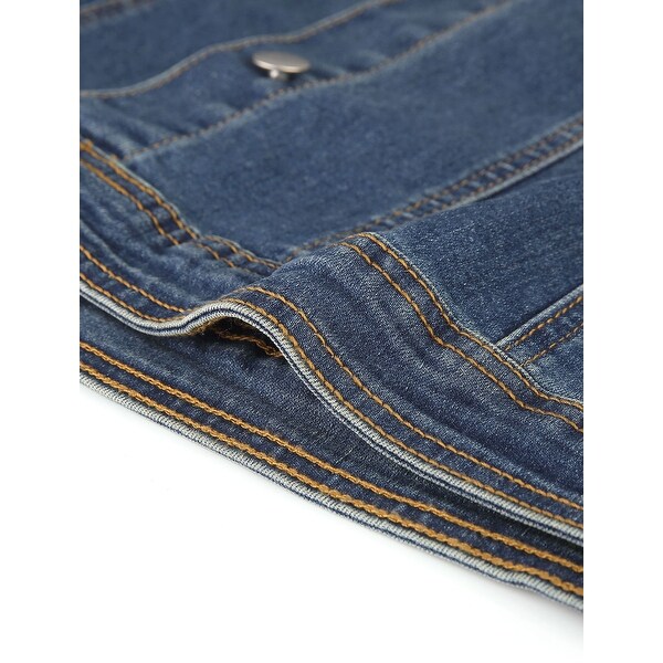 plus size collarless denim jacket