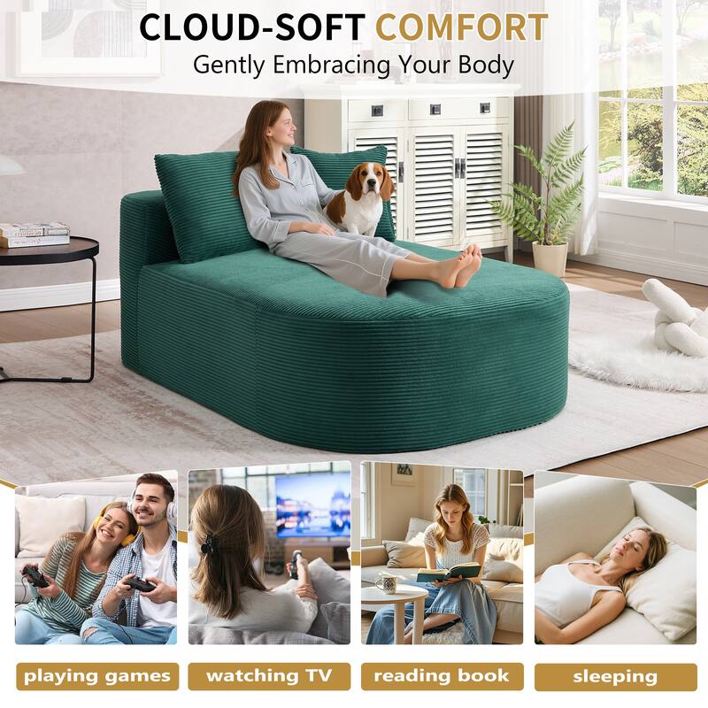 67.5''Chaise Lounge Chair 46'' Wide Seat Indoor Corduroy Oversized Sleeper Sofa