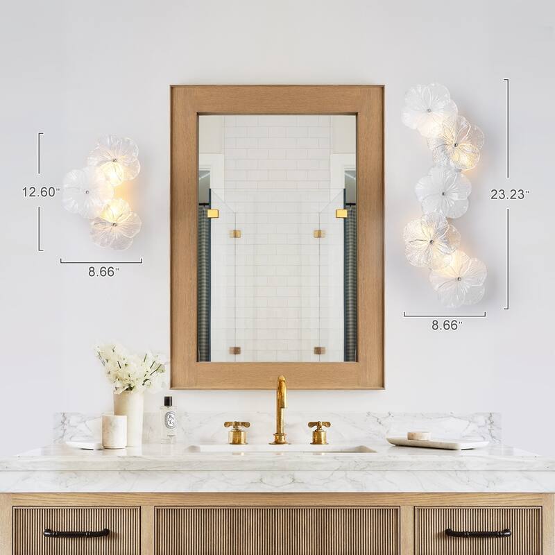 Modern Elegant Clear and Frosted Bubble Glass Flower Petal Wall Sconce