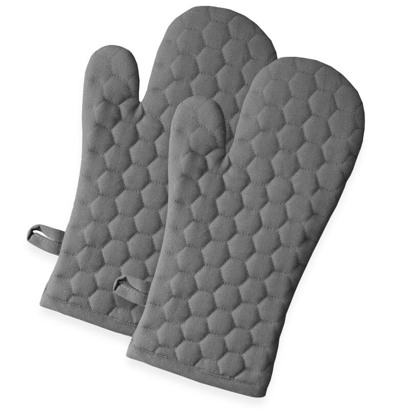 Fabstyles Fouta Cotton Oven Mitt Set of 2 - Grey - 7x12