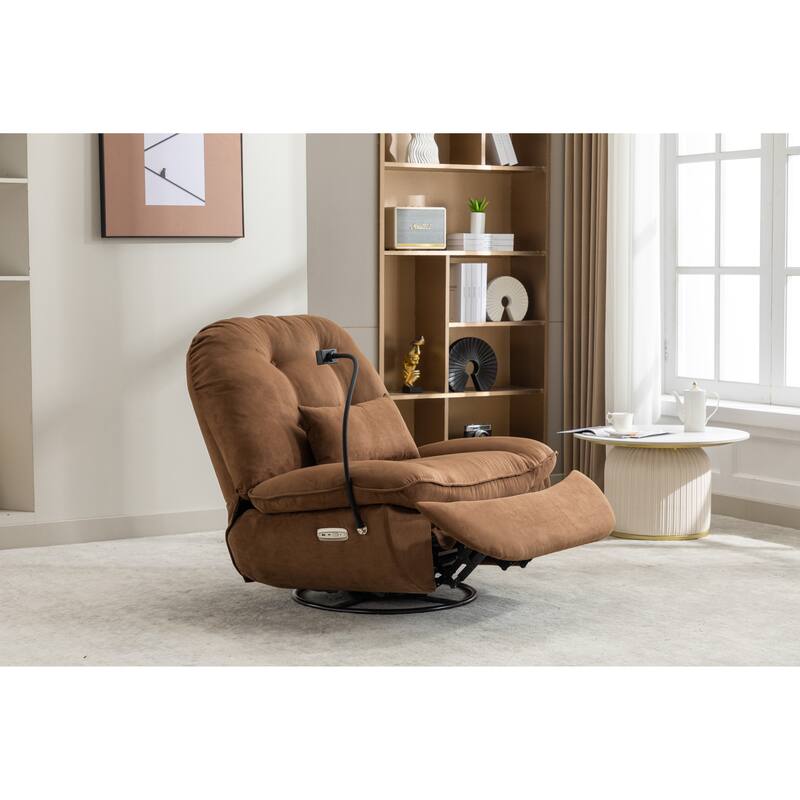 Power Recliner Swivel Chair With USB Charger
