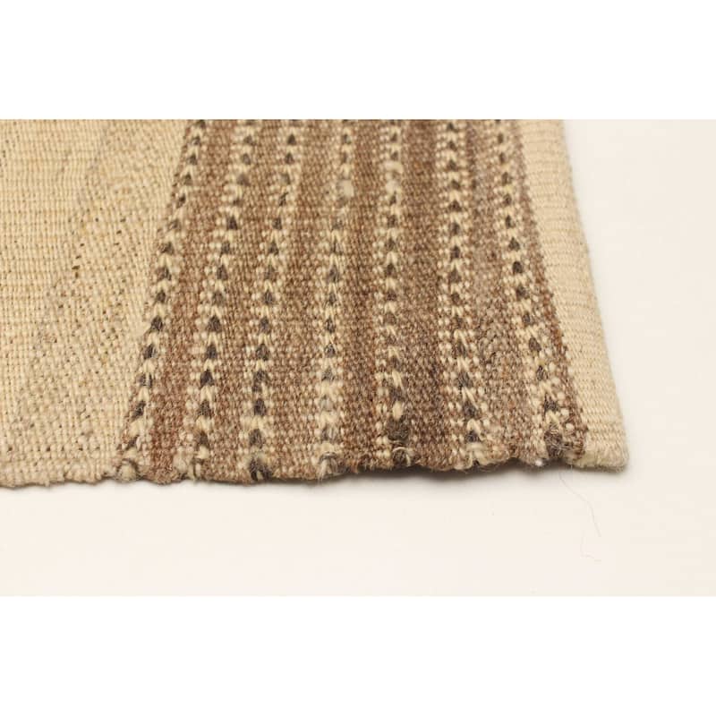 ECARPETGALLERY Flat-Weave Boho Cream Wool Kilim - 6'7 x 9'5
