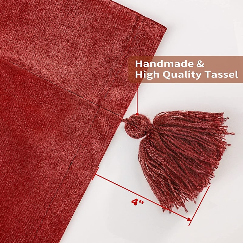 DriftAway Boho Velvet Handmade Tassel Curtain Room Darkening Thermal Insulated Window Curtains