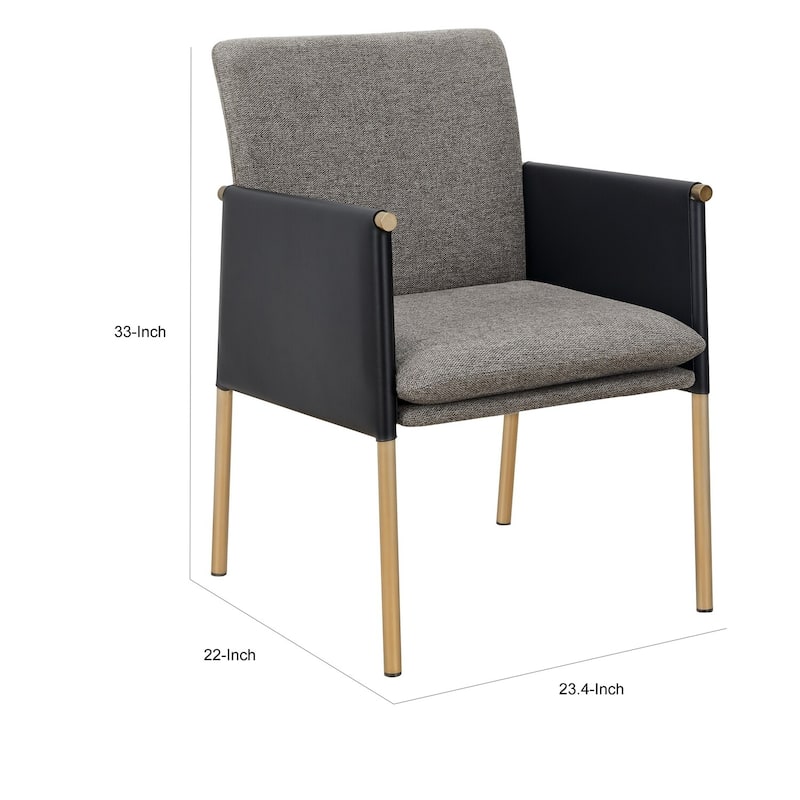 Brass/Gray Fabric Upholstered Metal Frame Dining Chair, Sturdy Dining Chair for Dining Rooms - 20.5