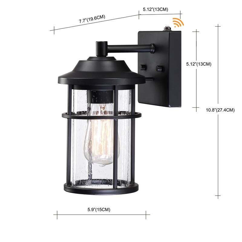 2 Pack 1-Light Black Dusk-to-Dawn Outdoor Wall Light