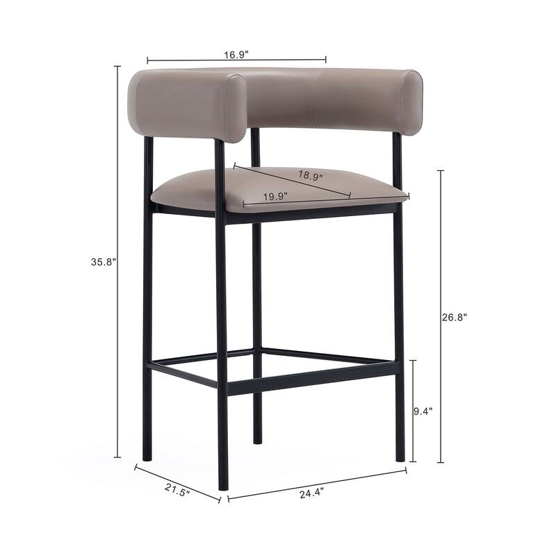 Manhattan Comfort Onda Metal Vegan Leather Counter Stool