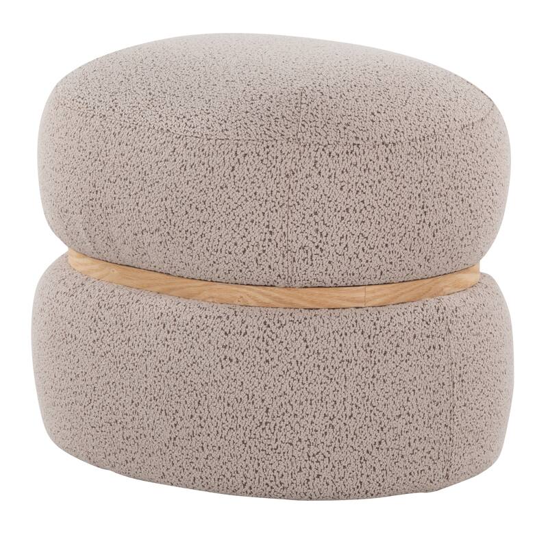 Cinch Contemporary Pouf Ottoman in Fabric and Natural Wood by LumiSource