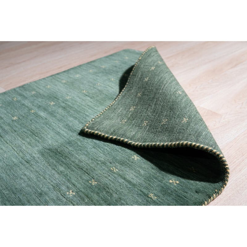 Hand Knotted Wool GREEN Modern Solid Modern Loom Area Rug
