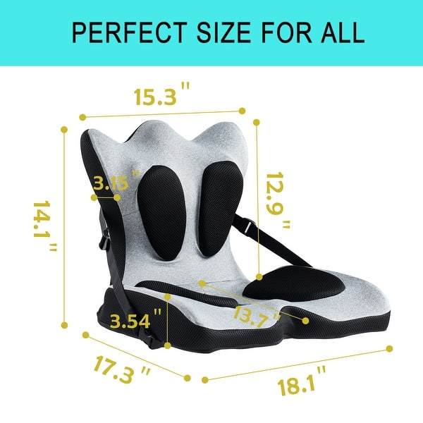 CAROCC Gray and Black Full Support Seat Cushion Ergonomic Foam-latex Pad and Fabric upholstery