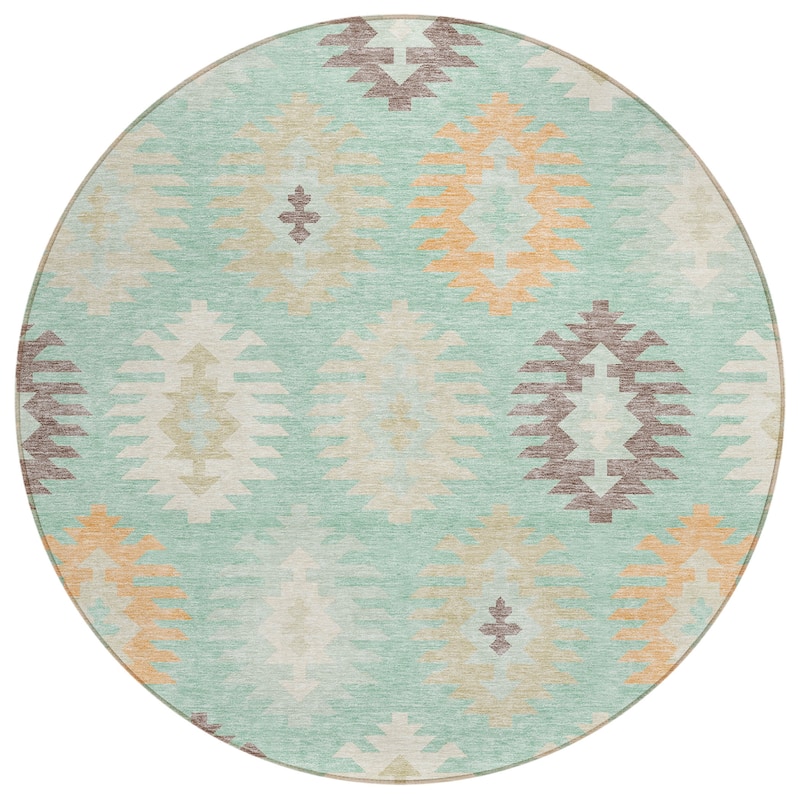Machine Washable Indoor/ Outdoor Boho Tribal Chantille Rug